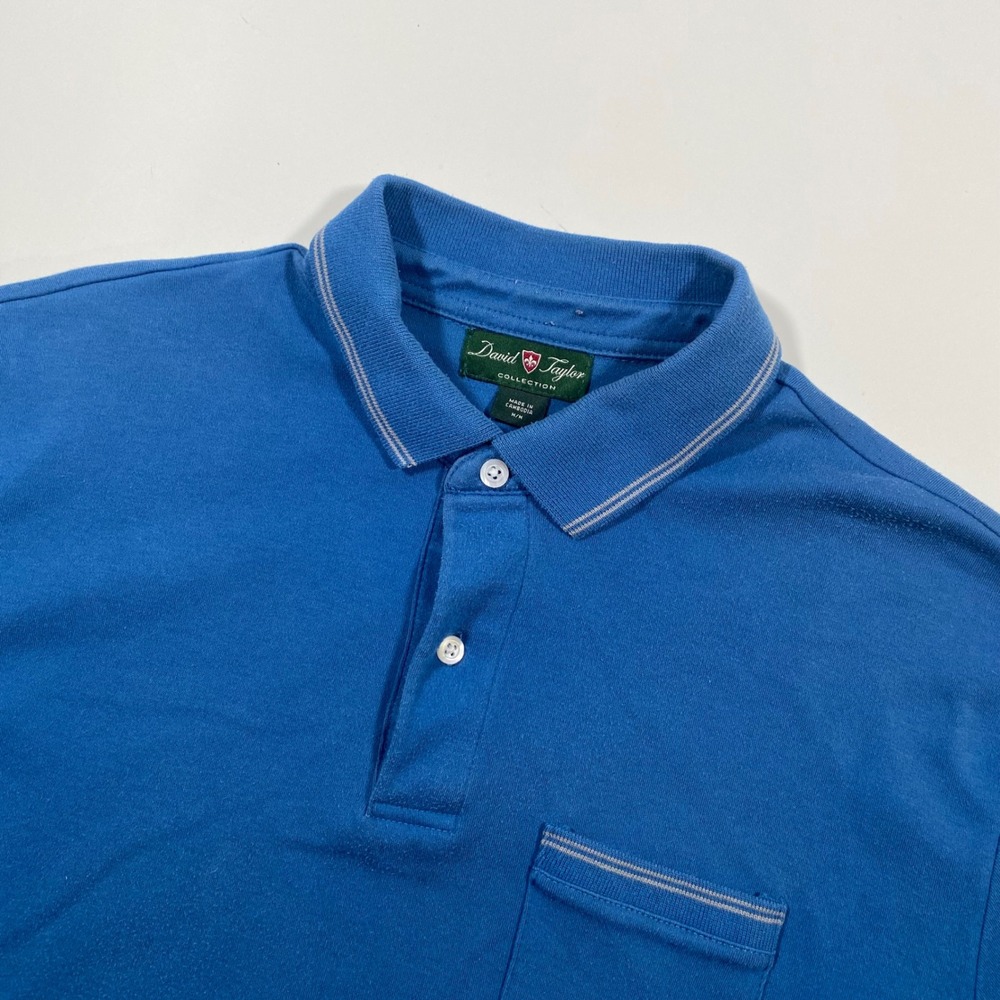David‎ Taylor Collection Mens Blue Short Sleeve Polo Shirt Pocket M M